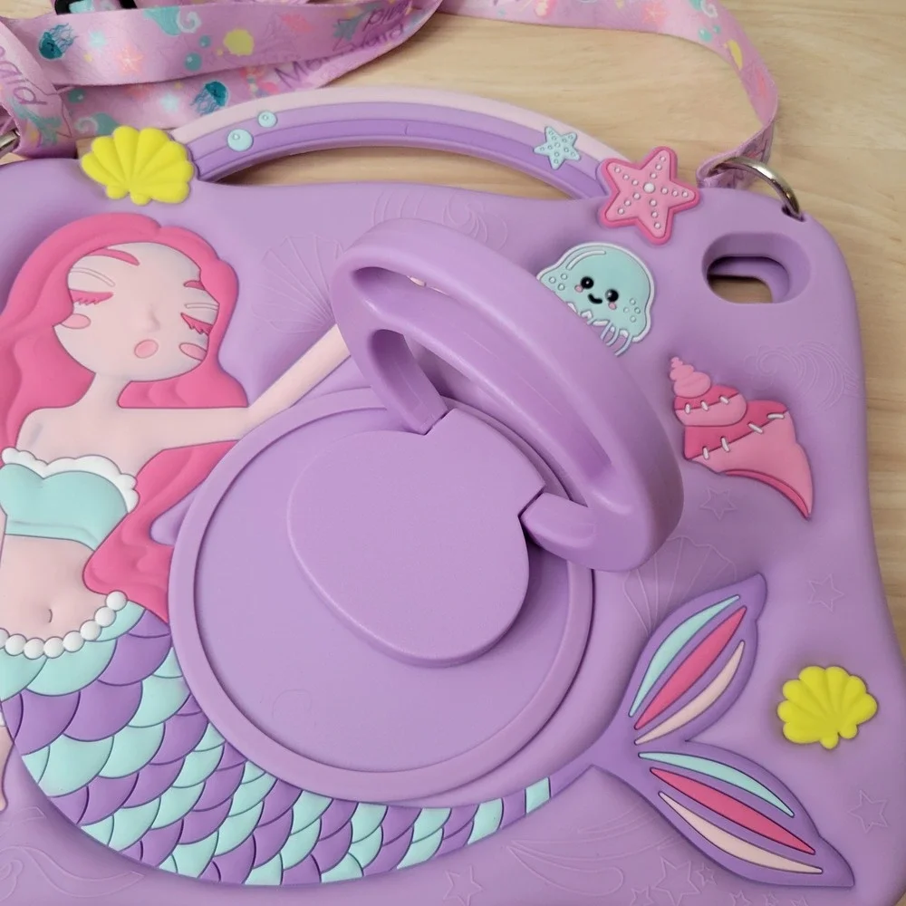 Mermaid iPad 10th Generation Case‎ Cover Rotatable Stand Adjustable Strap 2022